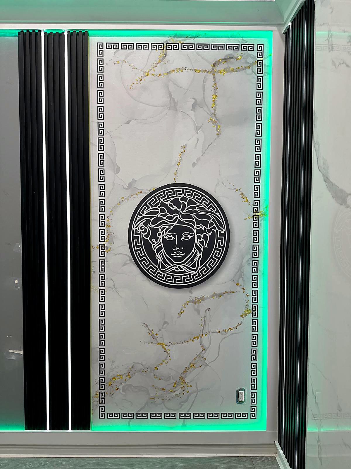 Marble medallion feature panel